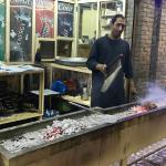 Grilling kebabs.