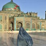 Me in a burqa at the Shrine of Hazrat Ali, Mazar-i-sharif.