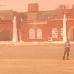 Coming into Timimoun airport during a sandstorm. The two policemen plucked me from the tarmac and made me wait 30 minutes for a police escort to my hotel!