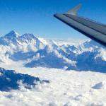 Passing the beautiful Himalayan Mountain range on the way home.  You can see the top of Mt. Everest.