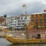 A reed boat on Lake Titicaca.