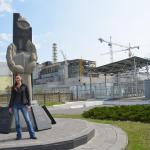 Memorial and reactor number 4 in the background.
