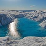 The Summer sun melts the ice and makes small rivers and lakes.