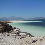 Lac Assal, Djibouti.  A saline lake which lies 509 feet below sea level.