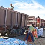 Loading up cargo for the seventeen hour ride to Zouerate. 