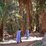 Terjit has a streak of palm groves and is hemmed in by great red cliffs.