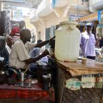 Making coffee in the local market.