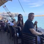 Le Dhow Restaurant with a view of the casbah in the background, Rabat.