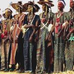 The Gerewol is an annual courtship ritual competition among the Wodaabe Fula people of Niger. Young men dressed in elaborate outfits with faces painted, gather in lines to dance and sign,vying for the attentions of young women.