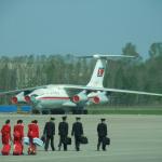 Air Koryo crew going to work.