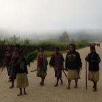 Kids walking to school.  Education is free in P.N.G.