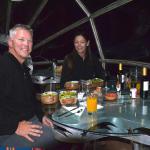 Having dinner, including wine! Only outside of the US would you be offered booze and then have to climb over to your bed for the night, 1,312 feet above the ground!