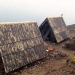 My hut perched on the edge of the crater's rim.