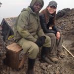 Sitting on the crater's edge with my guide.