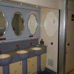 Vanity area of the train.