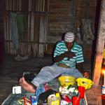 My guide Bernard, making dinner. He was barefoot the entire trek!