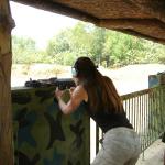 Trying out an AK-47.