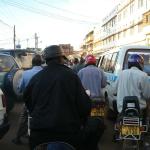 A typical street in Kampala.  Not a lot of room to spare!